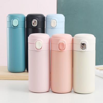 新款彈跳鎖扣不銹鋼真空雙層保溫杯豌豆杯子禮品定制水杯批發