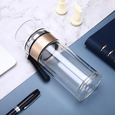 夏季便攜雙層玻璃杯泡茶水分離杯子辦公商務廣告禮品批發定制LOGO